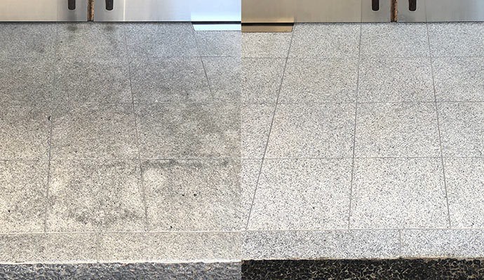 Before and after granite polishing Before and after granite polishing