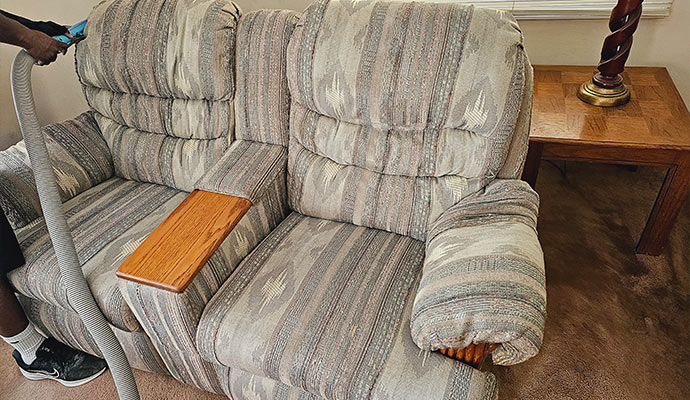 Upholstery cleaning using equipment