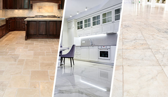 Collage of different type tile floor Collage of different type tile floor