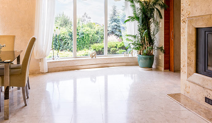 Professionally polished travertine floor Professionally polished travertine floor