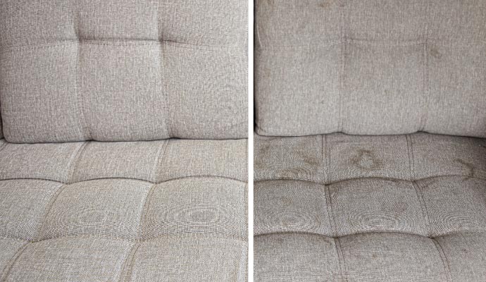 Before and after of upholstery cleaning